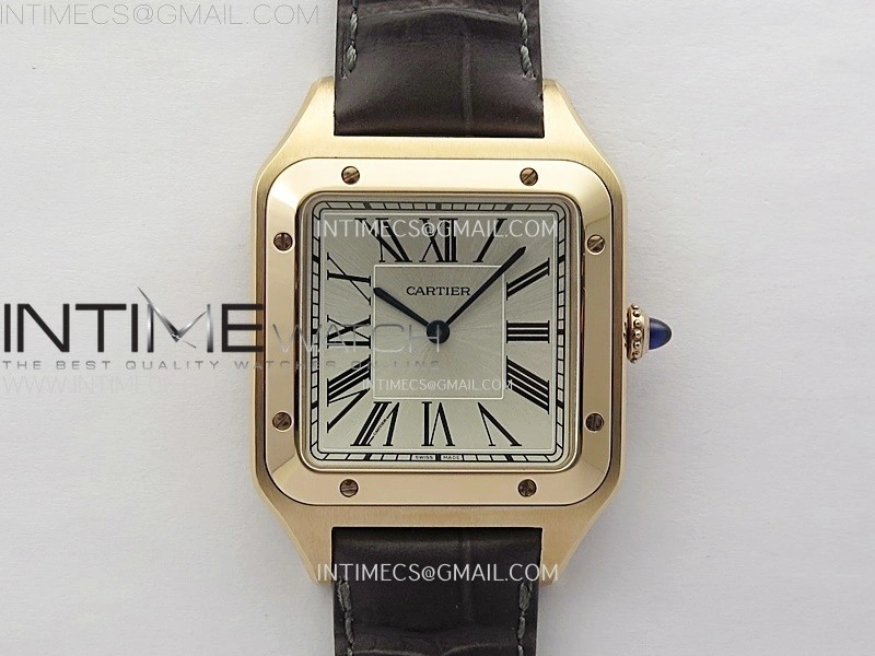 Santos Dumont 46.6mm RG F1F Best Edition Silver Dial on Brown Leather Strap Quartz